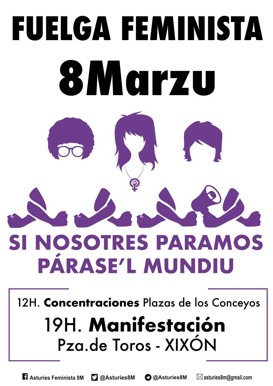 Manifestación 8 de marzo en Xixón. A las 19 horas salida de plaza de toros