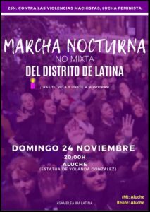 24N Aluche, a las 20 horas en estacion metro/renfe aluche