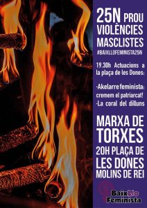 25N molins de rei, a las 20 horas en plaza de les dones